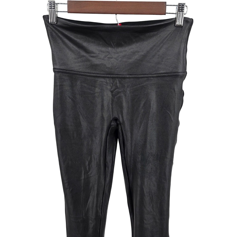 Spanx Faux Leather Leggings‎ Women Size Large L High Waisted Tummy Control Black